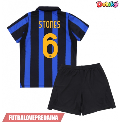 Lacne Dětský Futbalové dres Inter Milan John Stones #6 2026-27 Krátky Rukáv - Domáci (+ trenírky)